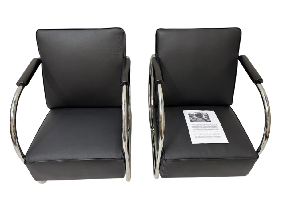 Art Deco Modernist Bauhaus Tubular Steel Lounge Chairs by Frits Kuyken, 1936